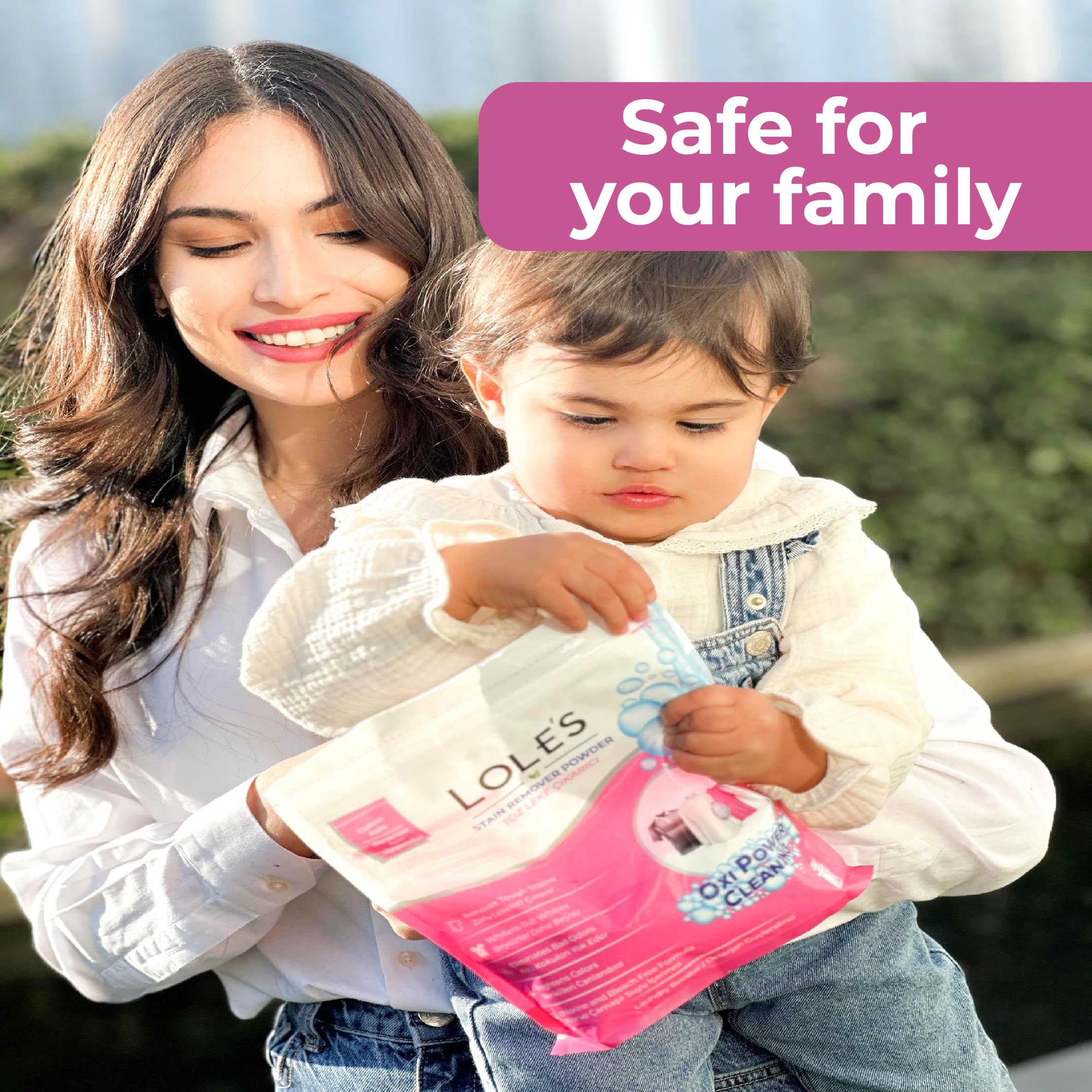 LOLE'S Stain Remover Powder for Clothes & Laundry - Mineral Based Oxygen Bleach - Laundry Booster with Sodium Percarbonate, Safe for Baby Clothes - 2 x 750 gr