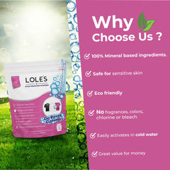 LOLE'S Stain Remover Powder for Clothes & Laundry - Mineral Based Oxygen Bleach - Laundry Booster with Sodium Percarbonate, Safe for Baby Clothes - 2 x 750 gr