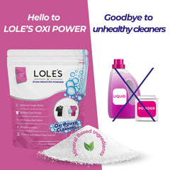 LOLE'S Stain Remover Powder for Clothes & Laundry - Mineral Based Oxygen Bleach - Laundry Booster with Sodium Percarbonate, Safe for Baby Clothes - 2 x 750 gr