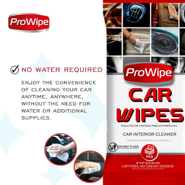 ProWipe Car Interior Cleaning Wipes - Residue-Free, Streak & Scratch Free Dash Cleaner - All Around Car Cleaning Pads for Dashboard and Upholstery