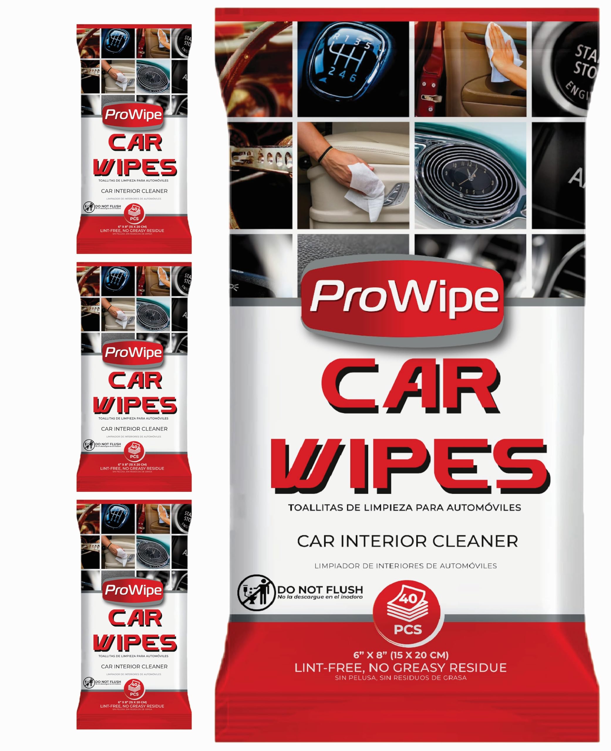 ProWipe Car Interior Cleaning Wipes - Residue-Free, Streak & Scratch Free Dash Cleaner - All Around Car Cleaning Pads for Dashboard and Upholstery