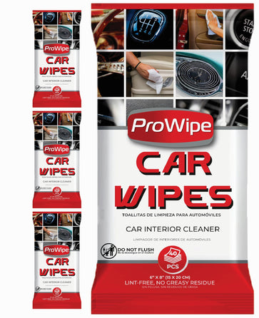 ProWipe Car Interior Cleaning Wipes - Residue-Free, Streak & Scratch Free Dash Cleaner - All Around Car Cleaning Pads for Dashboard and Upholstery