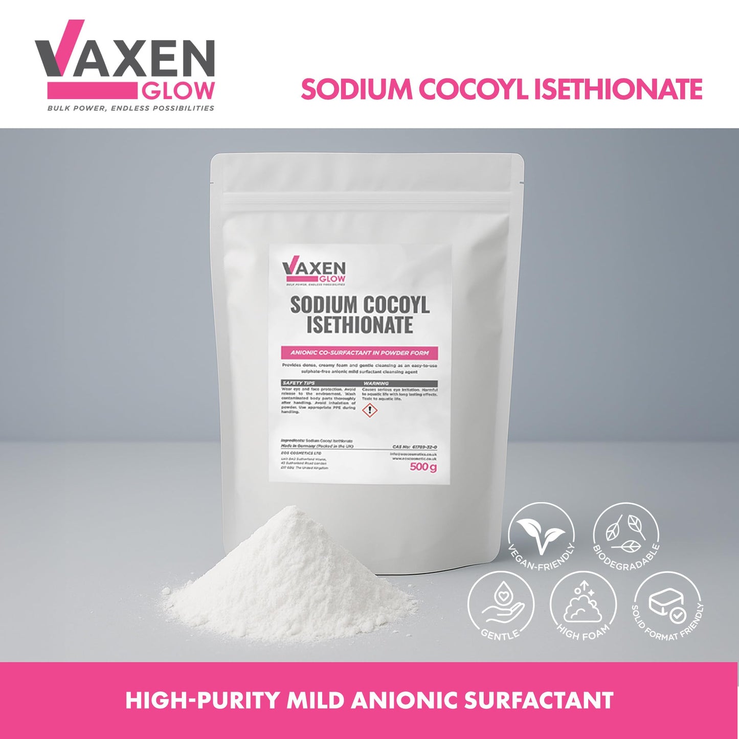 VAXEN Sodium Cocoyl Isethionate (SCI) Powder 500g