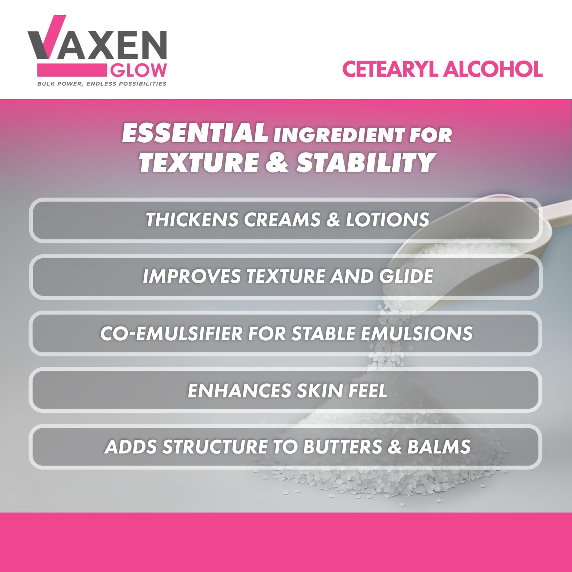 VAXEN Cetearyl Alcohol 500g (Cosmetic Grade)