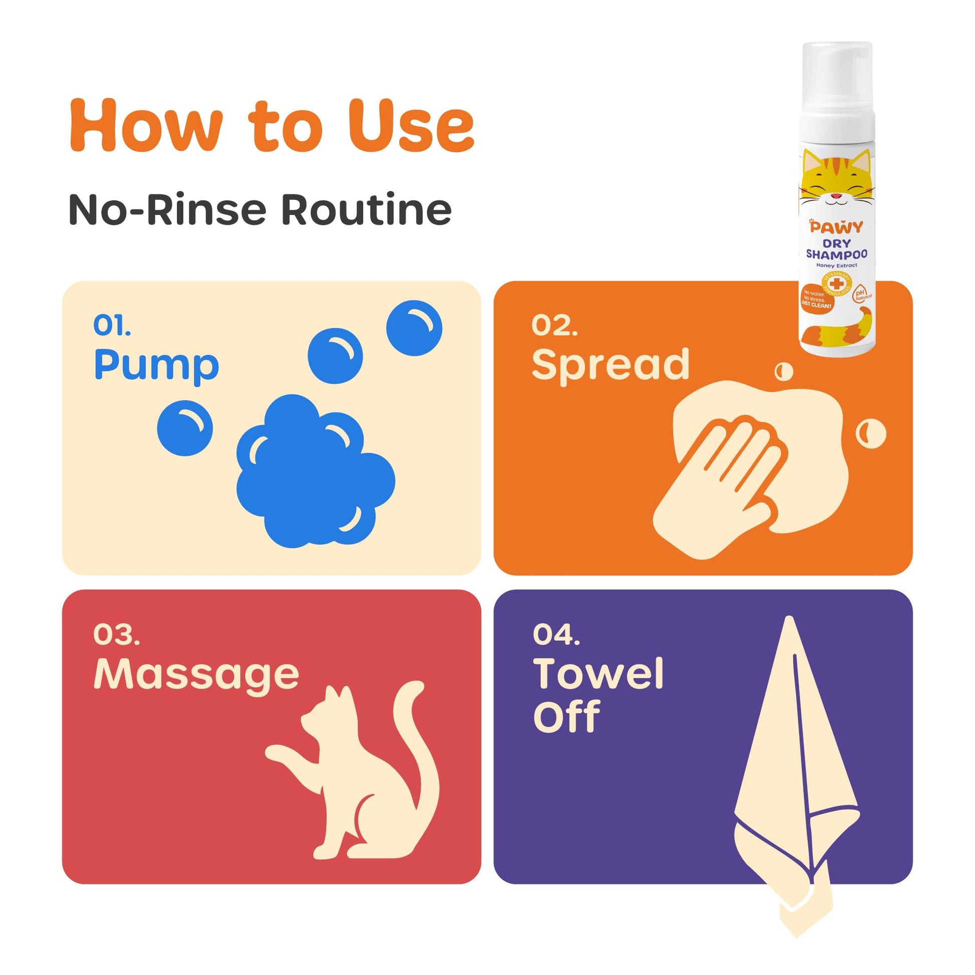 PAWY Cat Dry Shampoo Foam 200ml
