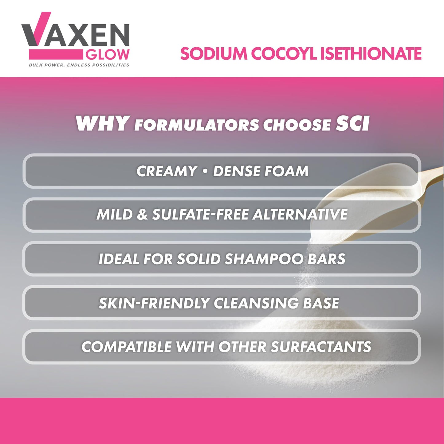 VAXEN Sodium Cocoyl Isethionate (SCI) Powder 500g