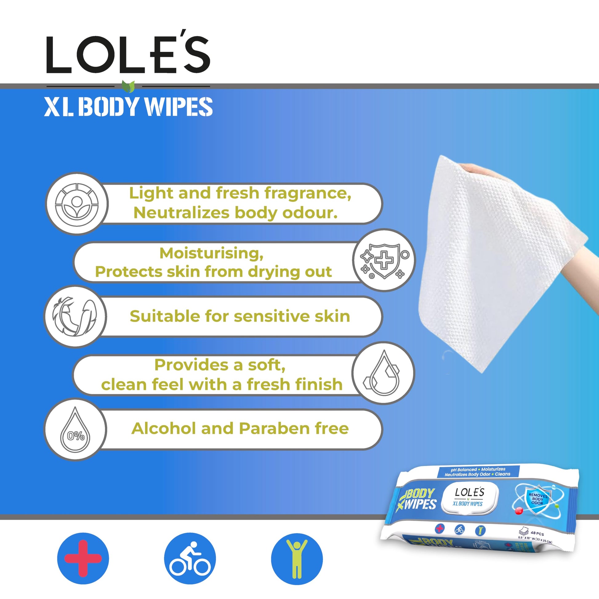 LOLE'S XL Body Wipes