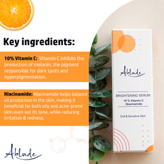 Ablude Skin Brightening Serum with Vitamin C & Niacinamide - Glow Serum for Men & Women - Skin Serum for Smooth, Firm & Youthful Complexion (30ml)