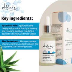 Ablude Hydrating Serum - Deep Hydration Serum with Hyaluronic Acid & Aloe Barbadensis - Hyaluronic Face Serum - Soothing Skin Serum - Revitalising Skincare Facial Serum (30ml)