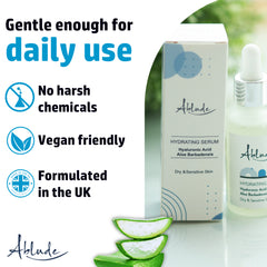 Ablude Hydrating Serum - Deep Hydration Serum with Hyaluronic Acid & Aloe Barbadensis - Hyaluronic Face Serum - Soothing Skin Serum - Revitalising Skincare Facial Serum (30ml)